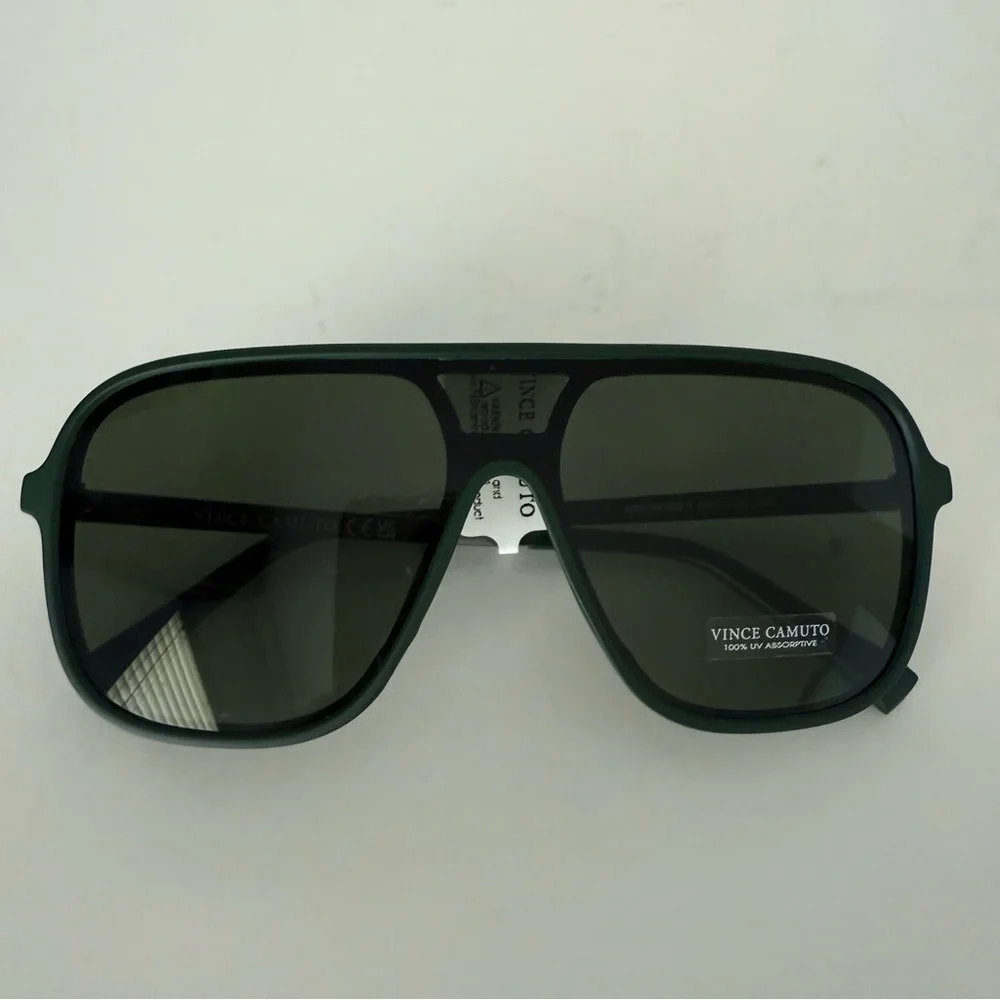 NWT Vince Camuto Shield Navigator Sunglasses Green Frame